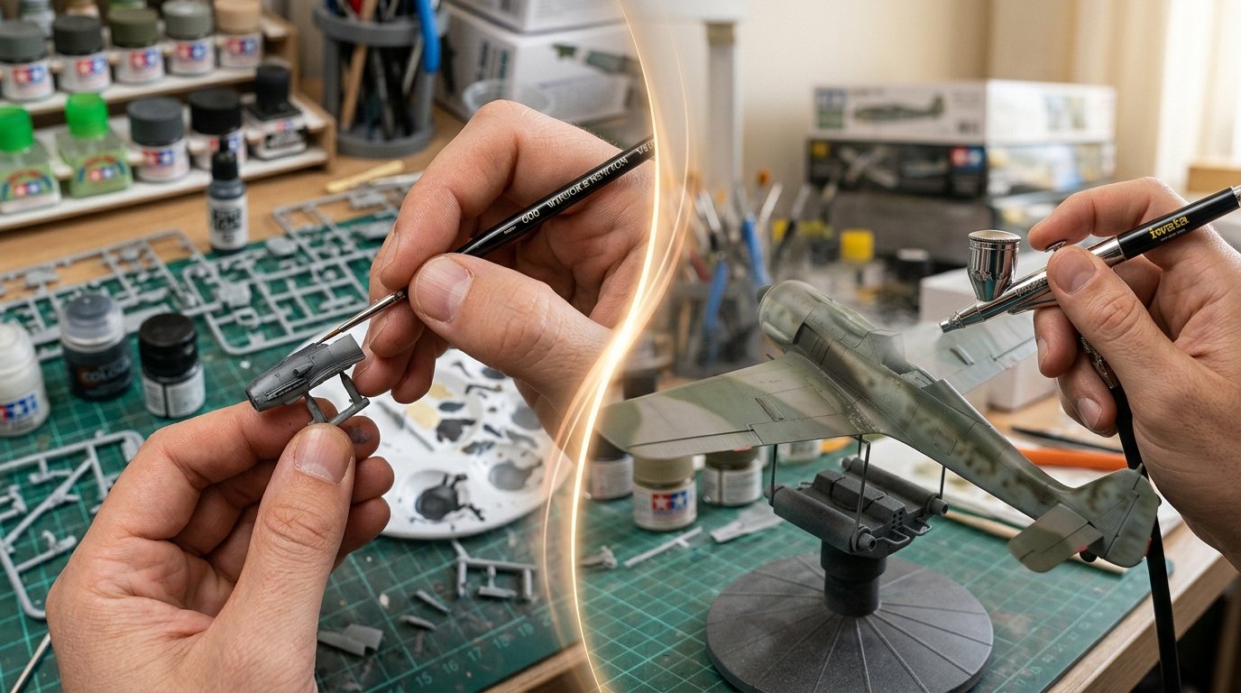 Pincel ou aerógrafo deve trabalhar juntos