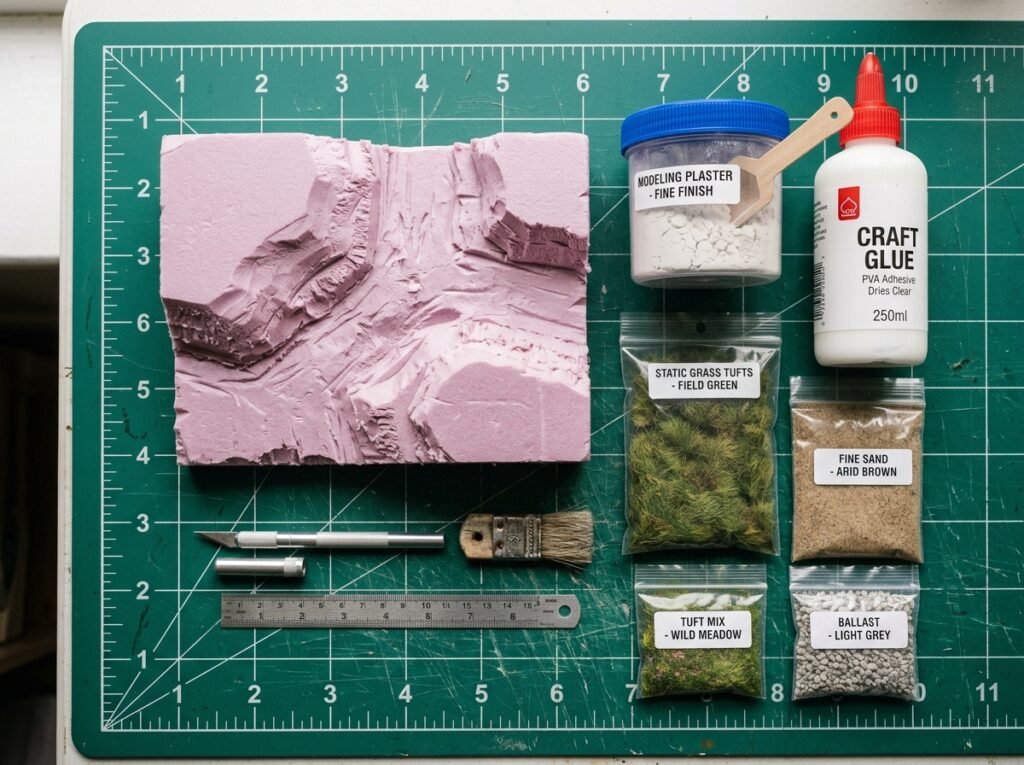 Materiais necessários para terreno realista para plastimodelismo