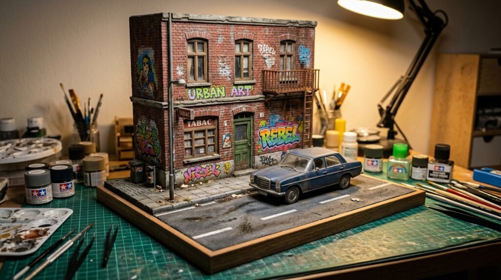 Imagem de dioramas urbanos no plastimodelismo