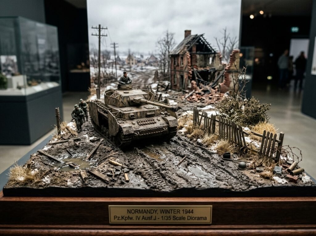 Diorama finalizado com um terreno realista para plastimodelismo